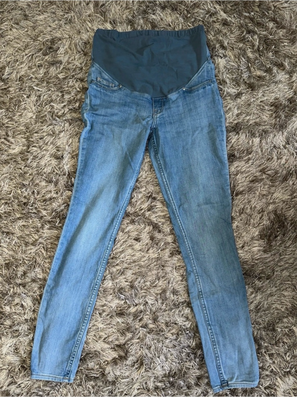 H&M Blue Skinny Maternity Jeans with Navy Blue Belly Panel